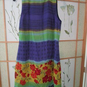Harold's sz 6 floral, purple, green, blue, red, yellow shift dress
